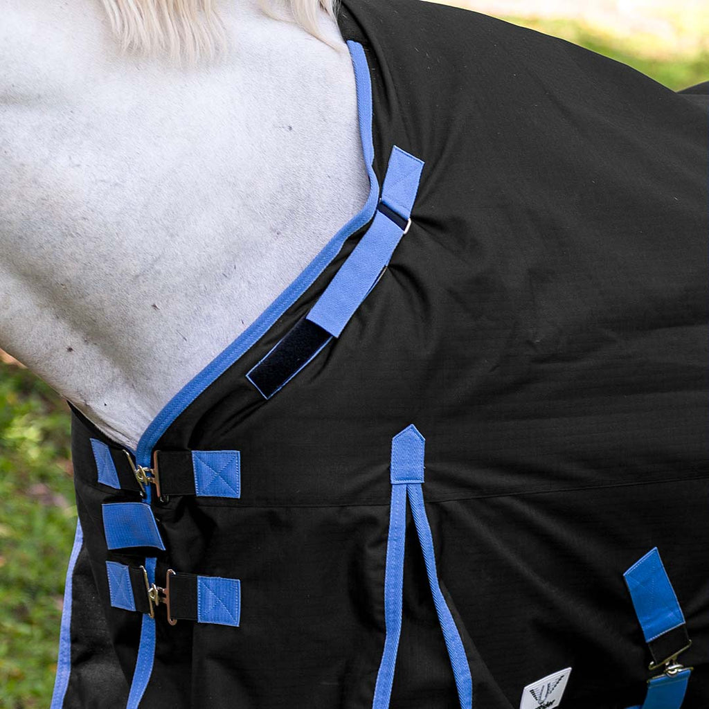 TuffRider Comfy-Fit Medium Weight Standard Neck Ripstop Turnout Blanket w/ Adjustable Neck Opening- 1200D, 200 GSM