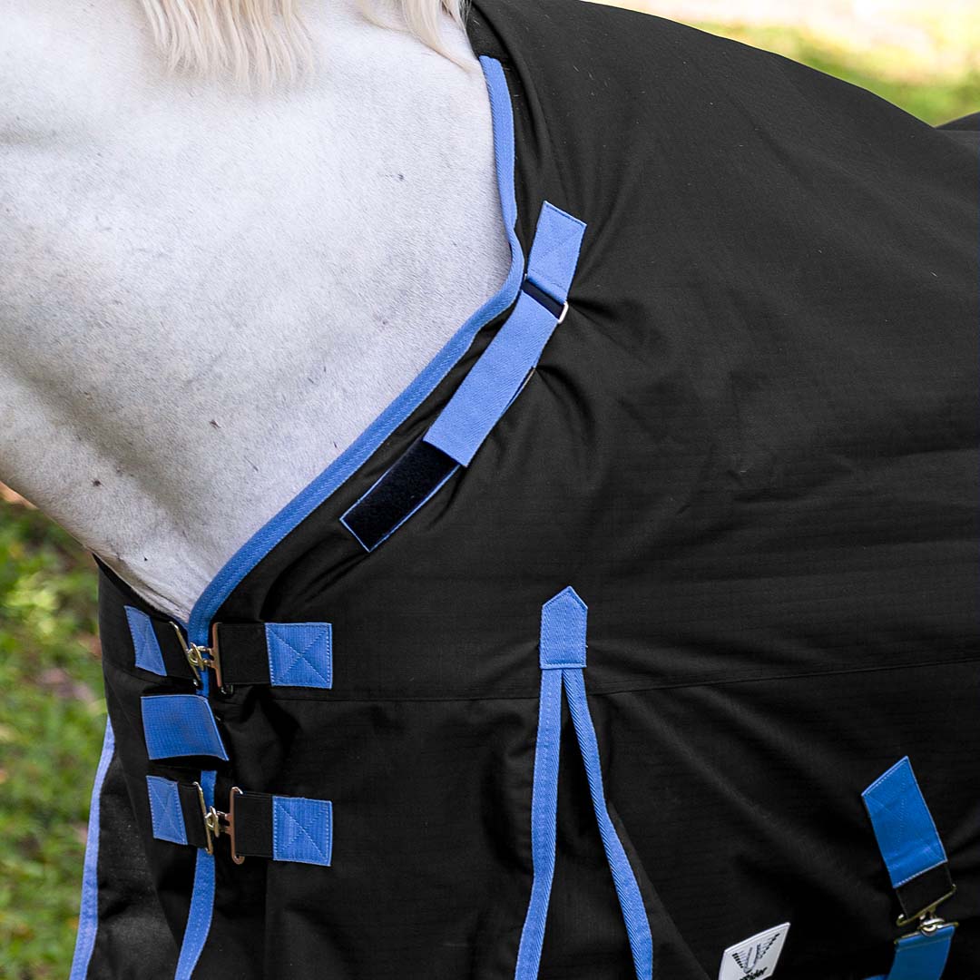 TuffRider Comfy-Fit Medium Weight Standard Neck Ripstop Turnout Blanket w/ Adjustable Neck Opening- 1200D, 200 GSM