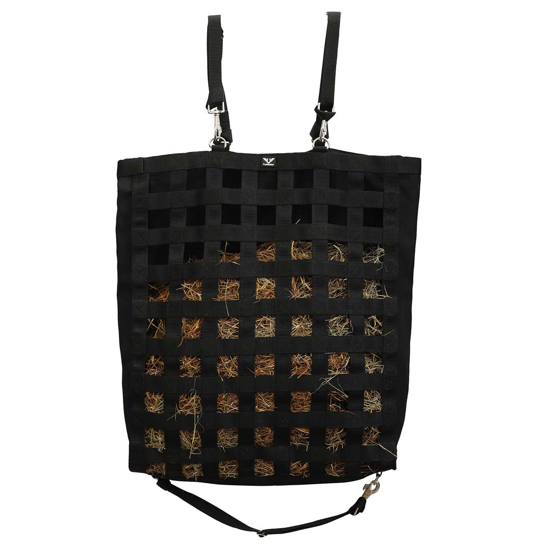 TuffRider 1 3/4" Supreme Nylon Web Front Slow Feeder Horse Hay Bag with Ripstop Fabric Back and webbing Bottom