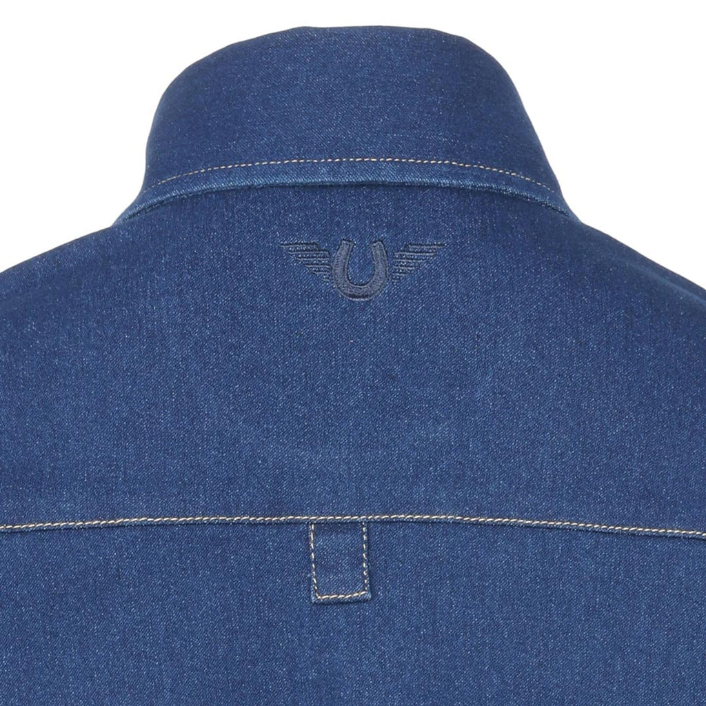 TuffRider Cody Ladies Western Denim Shirt with Covered Zip Closure and Decorative Pearl Snaps