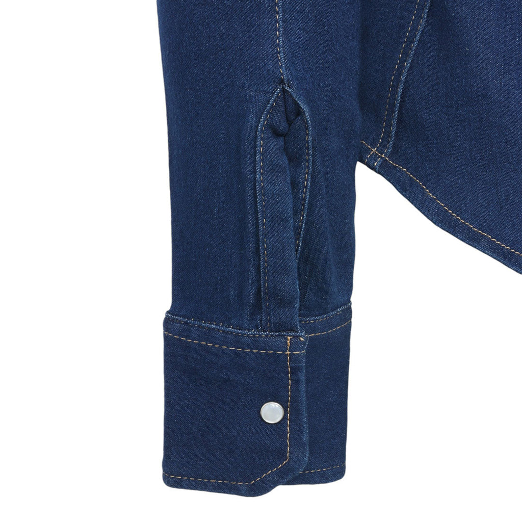 TuffRider Cody Ladies Western Denim Shirt with Covered Zip Closure and Decorative Pearl Snaps