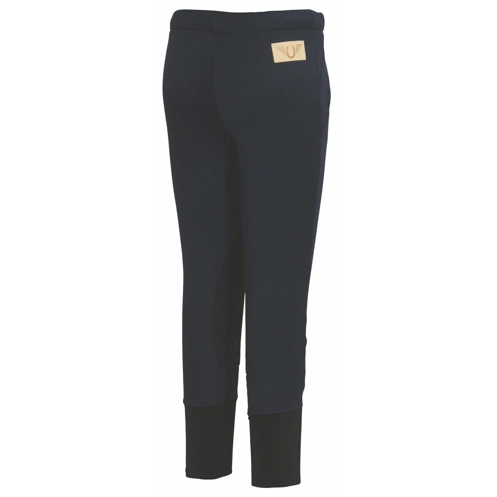 TuffRider Children's Unifleece Pull-On Stretch Fleece Knee Patch Winter Breeches