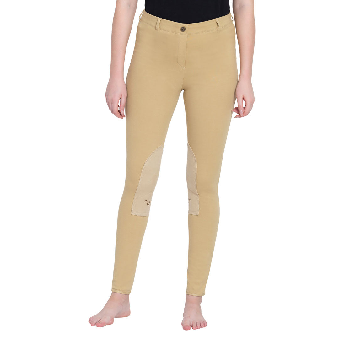 TuffRider Ladies Cotton Pull-On Knee Patch Plus Breeches - Breeches.com