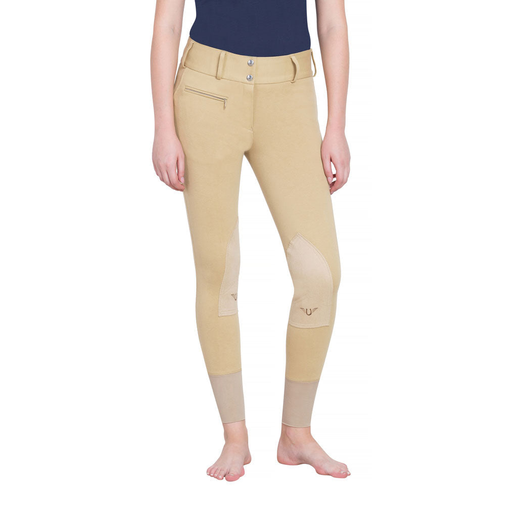 TuffRider Ladies Cotton Lowrise Wide Waistband Knee Patch Breeches_3