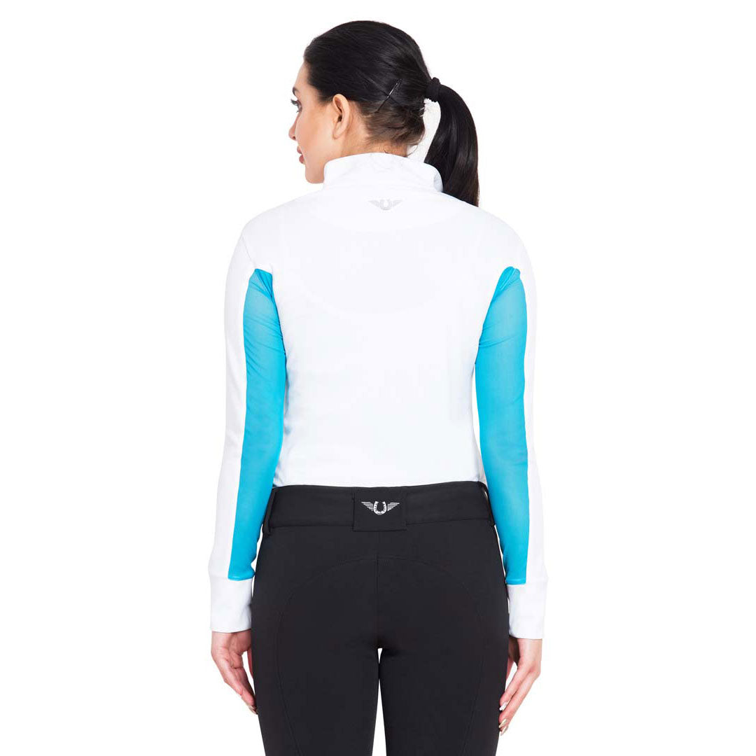 TuffRider Ladies Long Sleeve Ventilated Technical Sport Shirt – UV Protection, Quick-Dry, Mesh Undersleeves