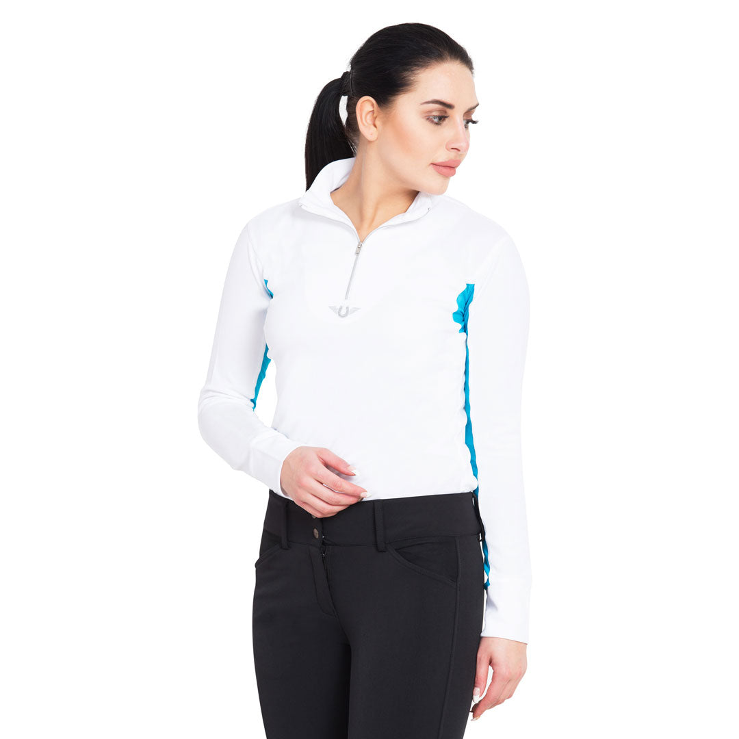 TuffRider Ladies Long Sleeve Ventilated Technical Sport Shirt – UV Protection, Quick-Dry, Mesh Undersleeves