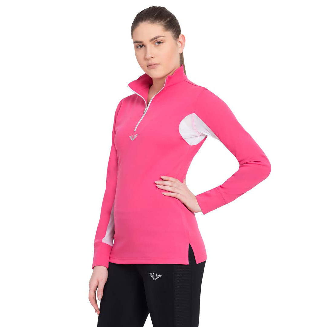 TuffRider Ladies Long Sleeve Ventilated Technical Sport Shirt – UV Protection, Quick-Dry, Mesh Undersleeves