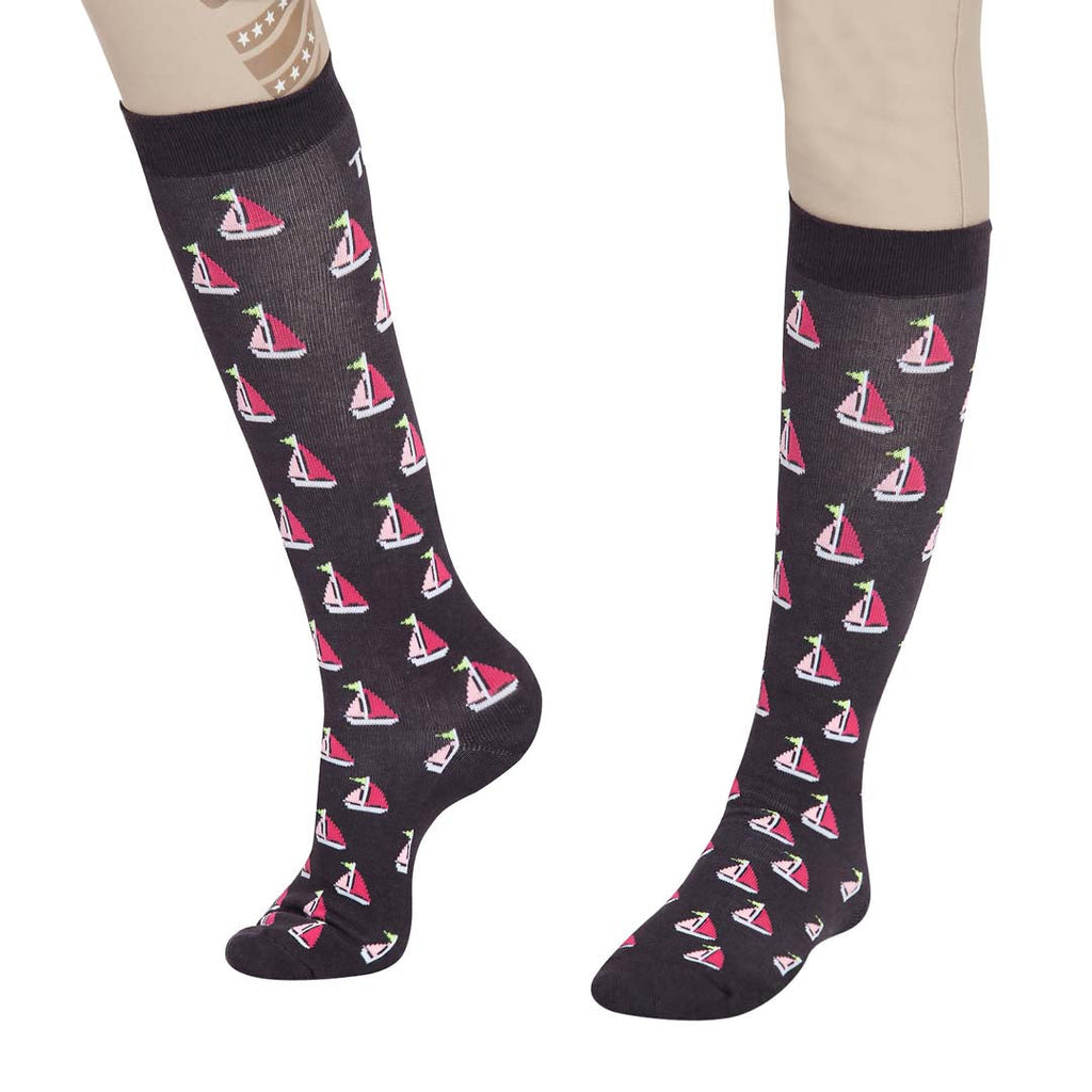 TuffRider Ladies Flamingo/Boat/Horse Knee Hi Socks - 3 Pac - TuffRider.com