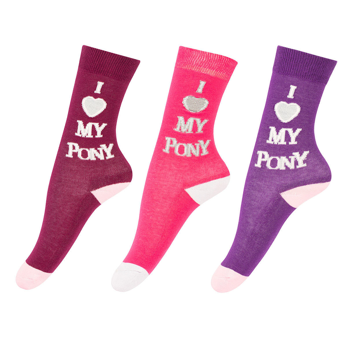 TuffRider Children's I love My Pony 3 Pack Socks - Breeches.com