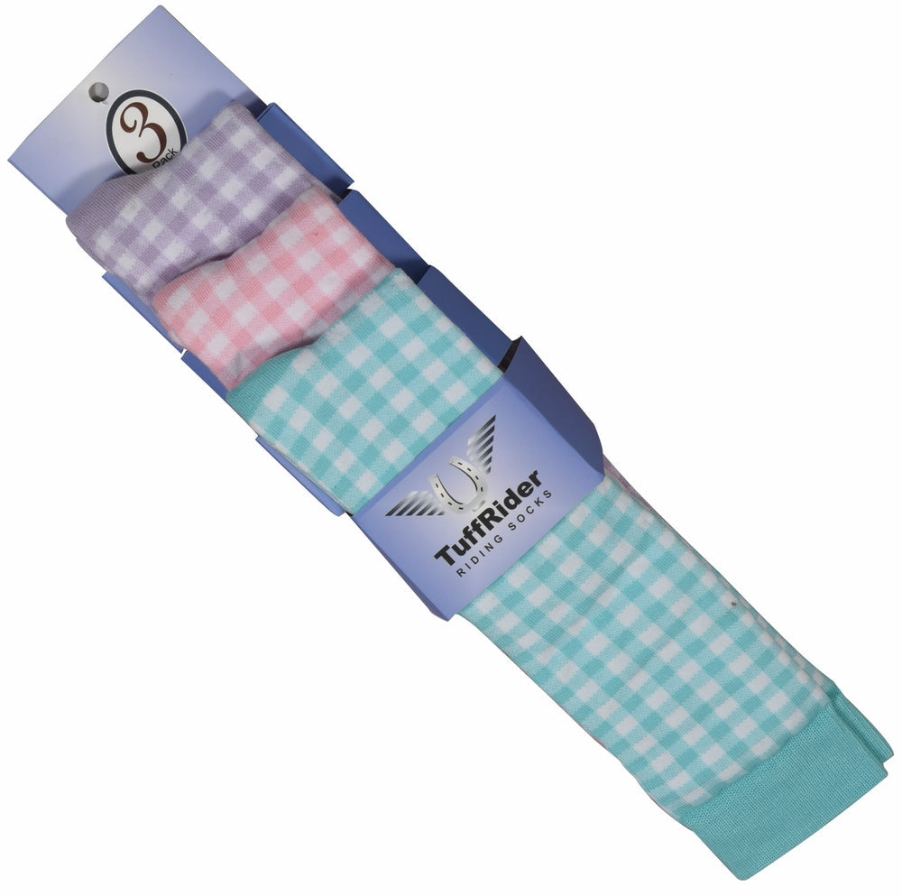 TuffRider Gingham Check 3 Pack Socks - Breeches.com
