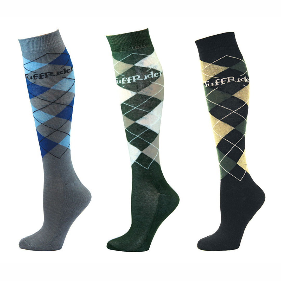 TuffRider Ladies Argyle Knee Hi Socks - 3 Pack
