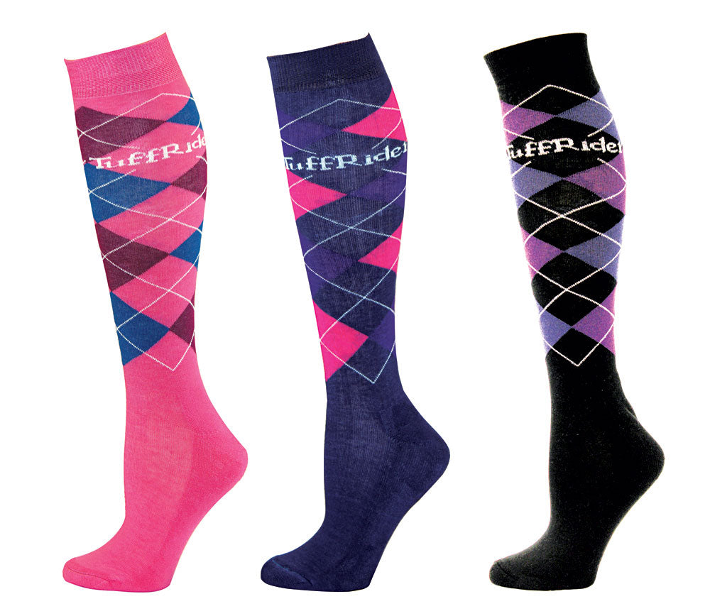 TuffRider Ladies Argyle Knee Hi Socks - 3 Pack - TuffRider.com