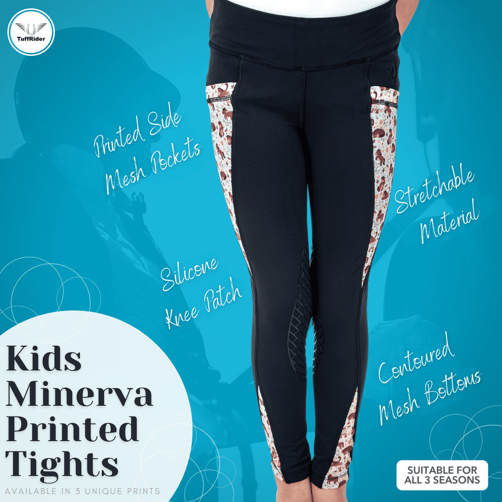 TuffRider Children's Minerva 3 Season Printed Knee Patch Tights - Breeches.com