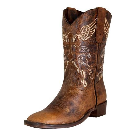 TuffRider Youth Sequoia Cross & Wing Embroidered Square Toe Western Boots