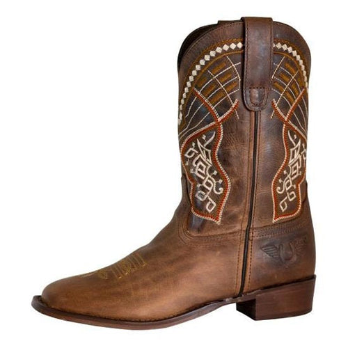 TuffRider Children Yukon Tricolor Leather Embroidered Square Toe Western Boots