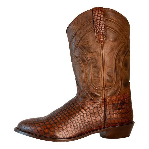 TuffRider Men's Hayden Leather Printed Wide Round Toe Western Boots