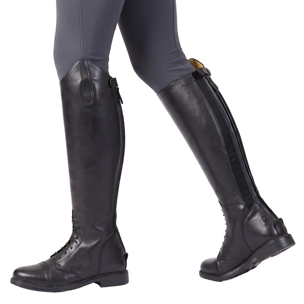 TuffRider Kids Baroque Leather Back Zipper Field Boots in Black