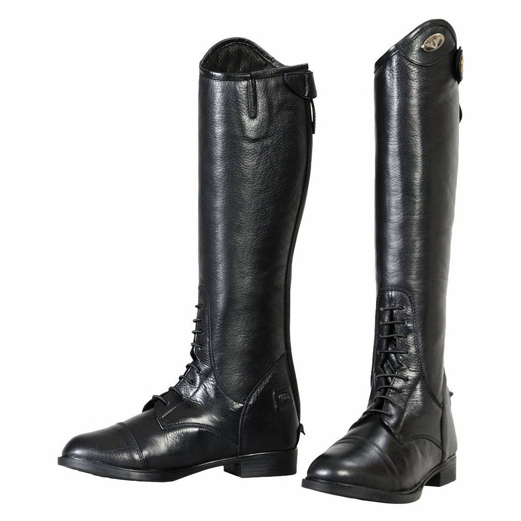 TuffRider Children's Belmont Junior Leather Back Zipper Field Boots in Black