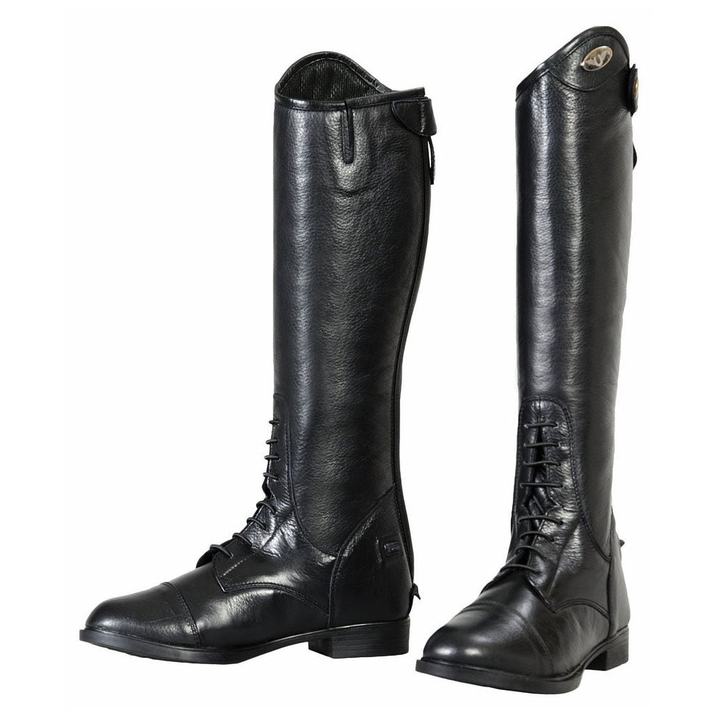 TuffRider Children's Belmont Junior Leather Back Zipper Field Boots in Black