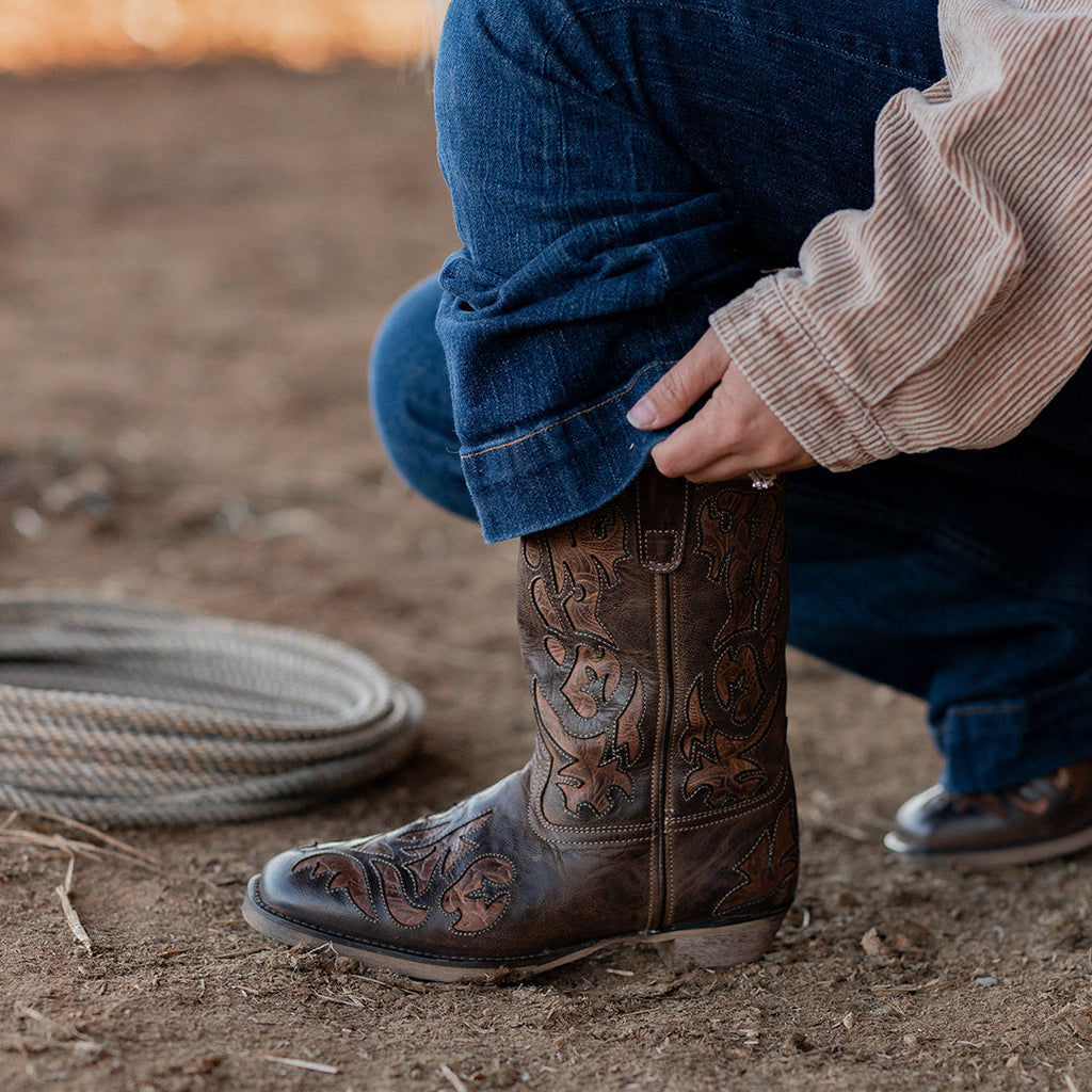 TuffRider Women Jackson Embroidered Leather Square Toe Western Boots