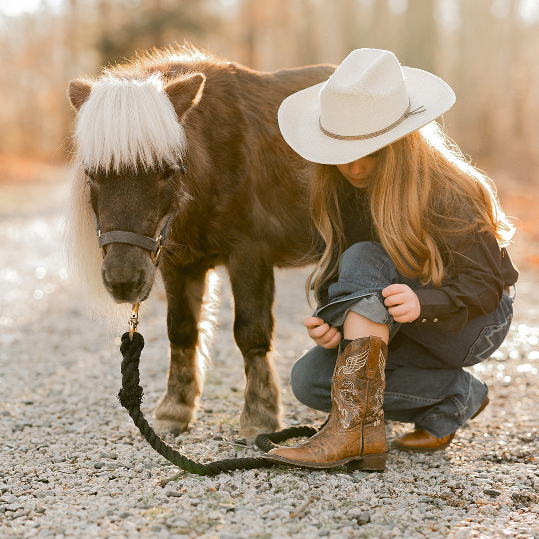 TuffRider Children Sequoia Cross & Wing Embroidered Square Toe Western Boots