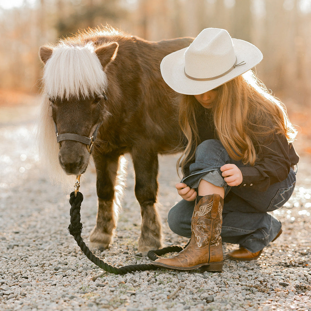 TuffRider Youth Sequoia Cross & Wing Embroidered Square Toe Western Boots
