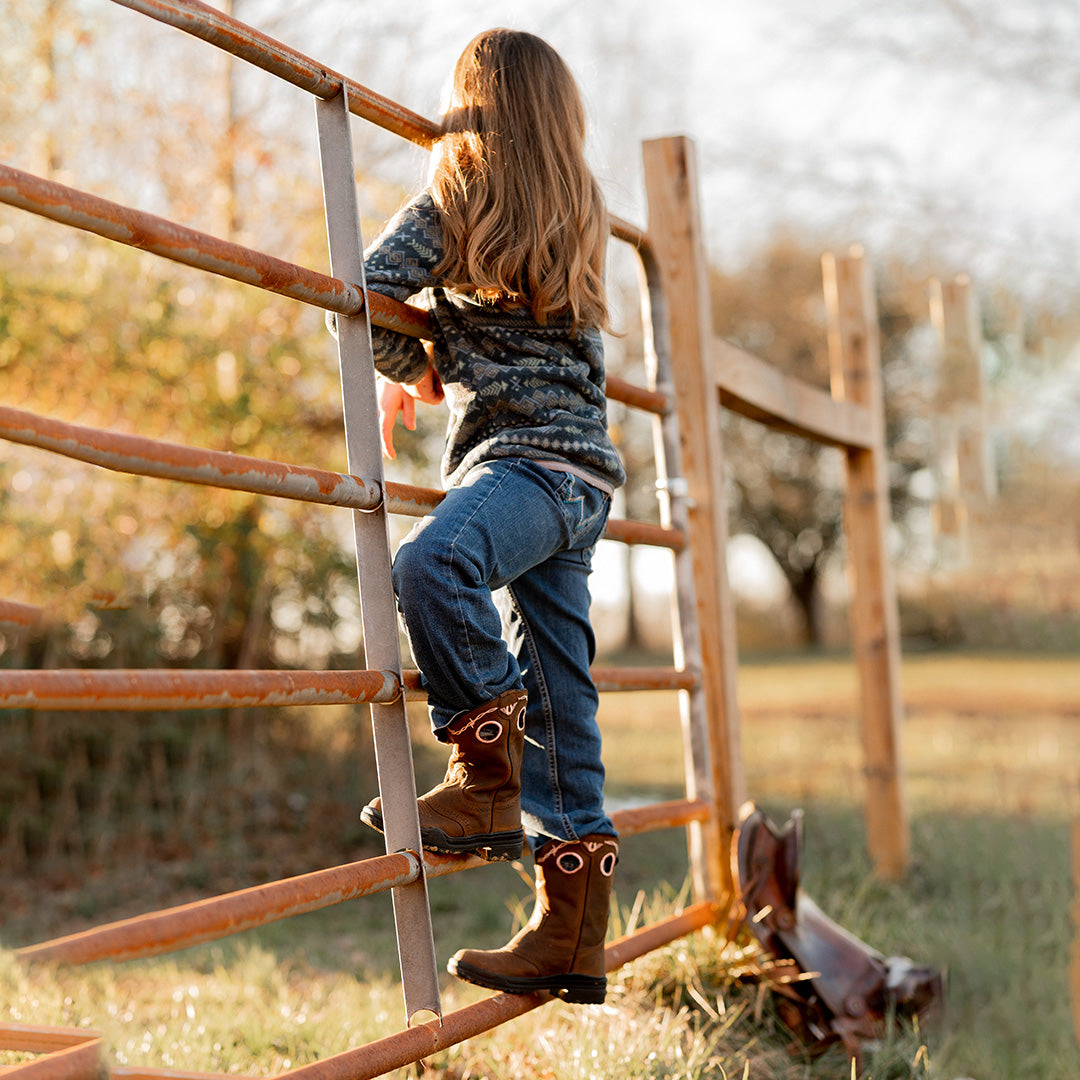 TuffRider Youth Yosemite Barbed Wire Embroidered Round Toe Western Boots